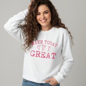 Coquette Motivational Graphic Crewneck Sweatshirt Girly Feminine Fleece Sweater
